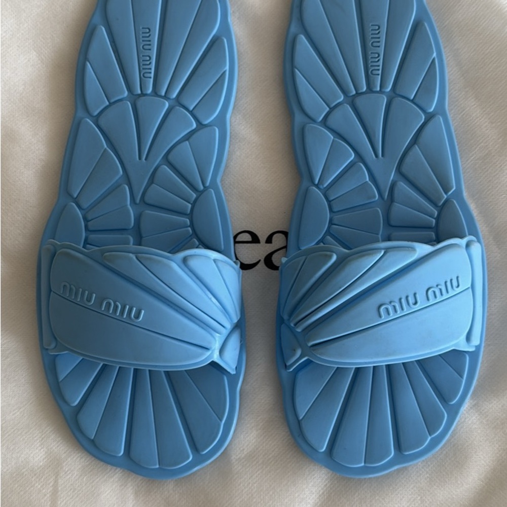 Miu Miu Blue Slide Sandals